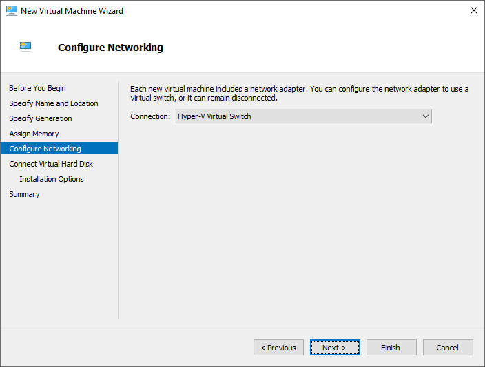 New Virtual Machine Wizard - Configure Networking